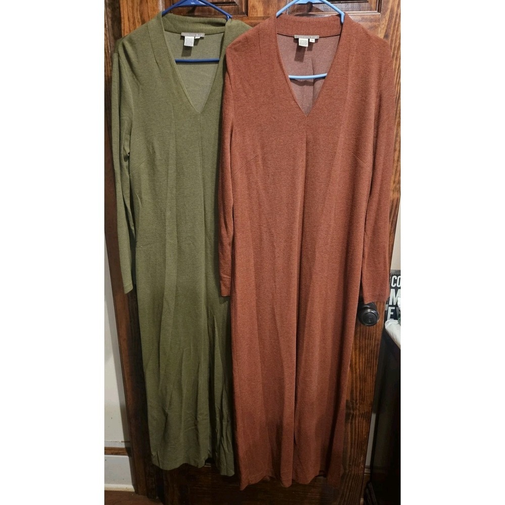 Anthropologie Isabella Bird 2 Piece Dress Lot Modest Front Split Medium Maxi